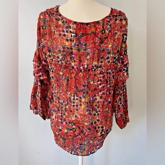 Anthropology Blink London Women’s Red Long Sleeve Viscose Blouse Size M pristine - Picture 5 of 6